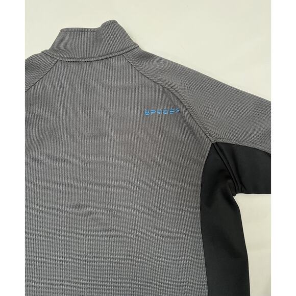 Spyder Gait Knit Sweater Men's XL Gray Black Blue Long Sleeve 1/4 Zip Polyester - Picture 10 of 10